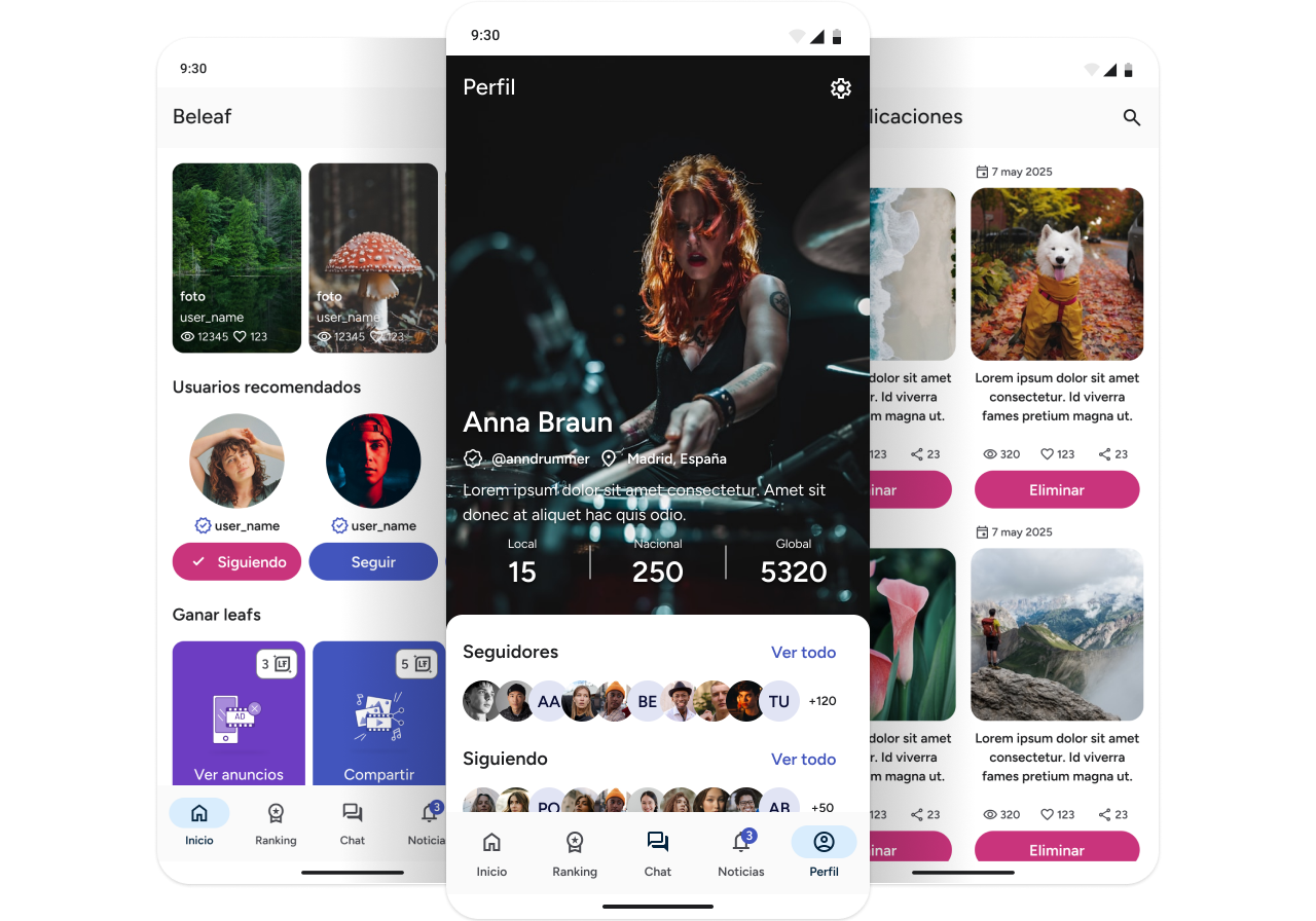 Pantallas en modo light